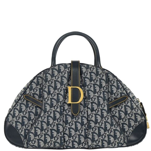 Christian Dior Navy Double Saddle Trotter Handbag 05-MA-0072 186069 - Picture 1 of 10
